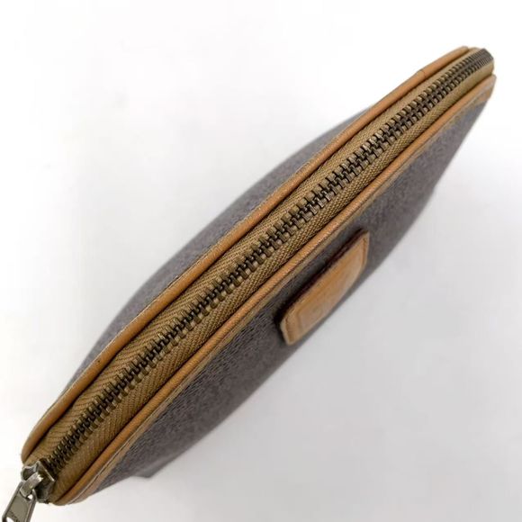 Celine Macadam Leather X PVC Brown Pouch Gold - Picture 12 of 12